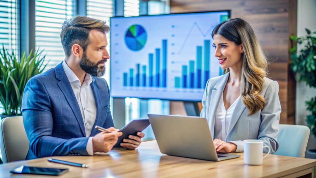 business people discussing project plans at a meeting.